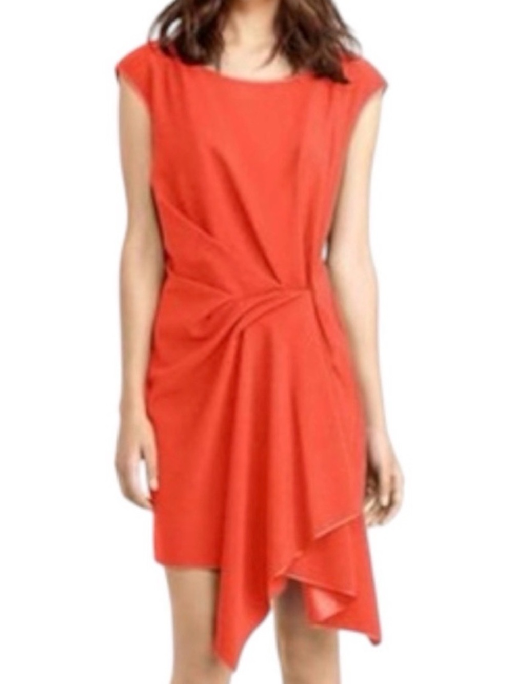 RACHEL Rachel Roy Chili Red Ruched Draped V-Neck Cocktail Mini Dress Size S
